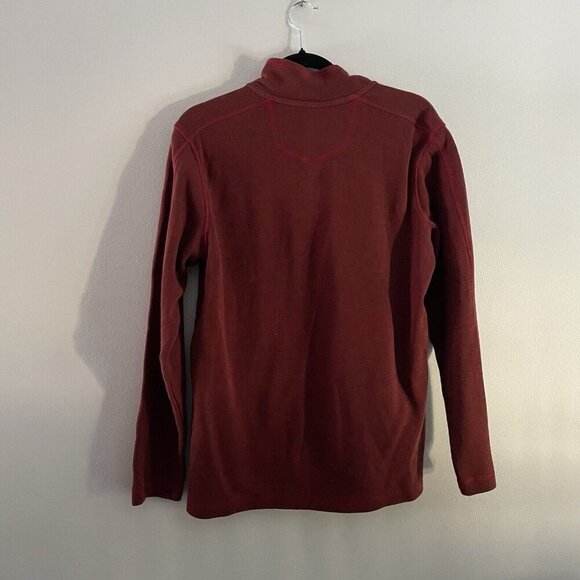 Eddie Bauer Men SZ M Orange/Brown 1/4 Zip Collared Pullover Long Sleeve Shirt - Picture 9 of 9